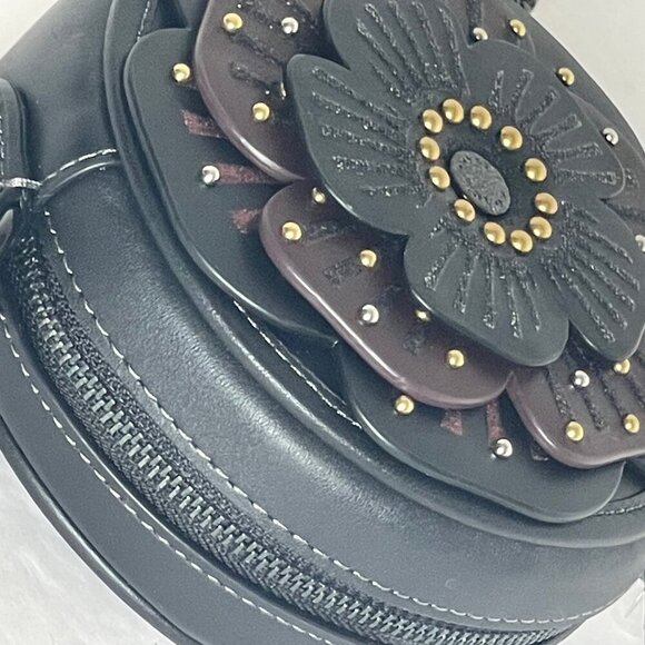 Coach Tea Rose Crossbody CE782 Small Round Leather Chain Shoulder Strap Floral - Picture 13 of 14